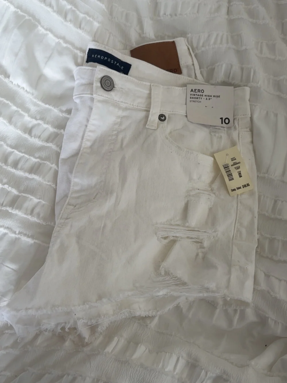 Aeropostale White Distressed Denim Jean Shorts